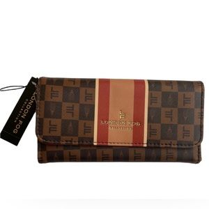 London Fog Cognac Sophia Signature Flap Wallet